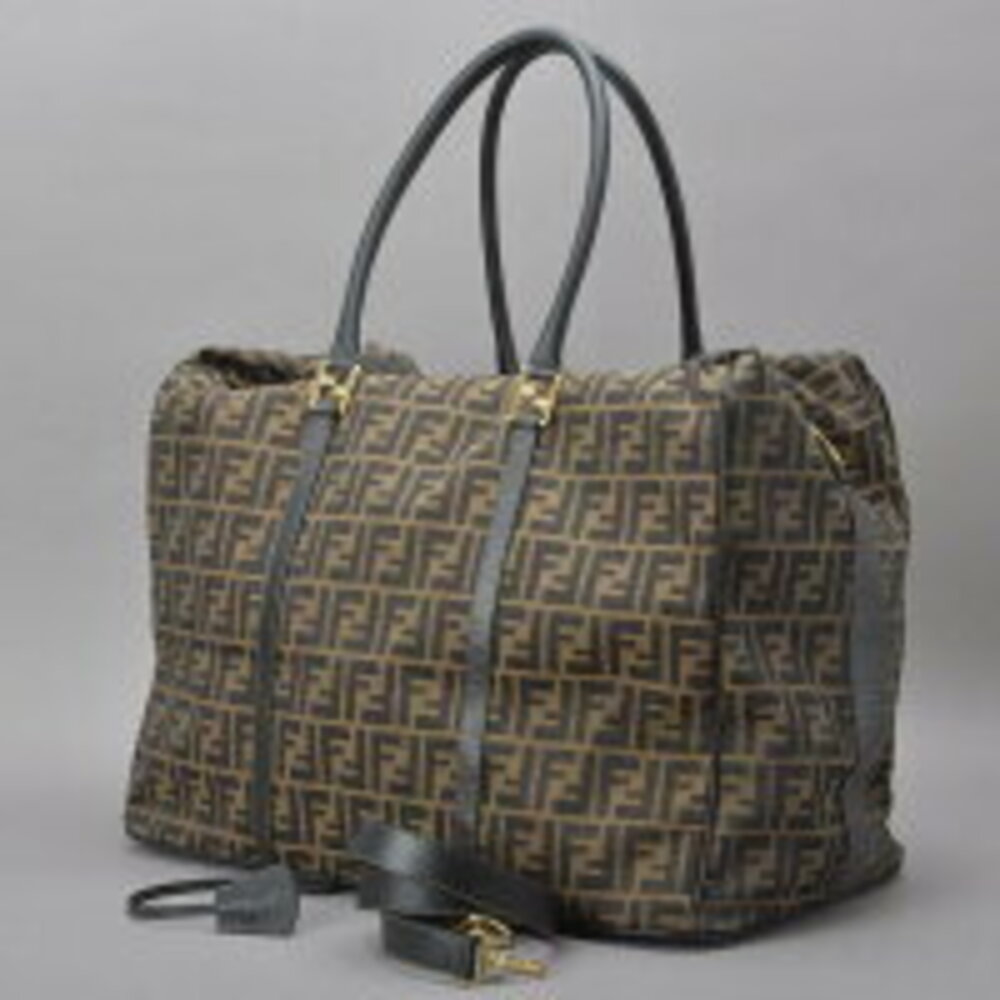 FENDI Zucca Boston bag shoulder lock jacquard leather brown black
